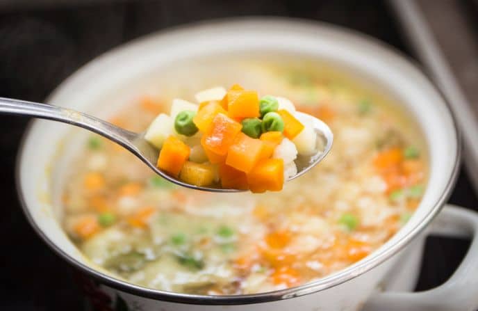 boiled peas carrot dice